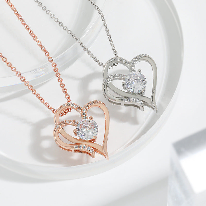 Collier Double Love en Zircon avec Strass