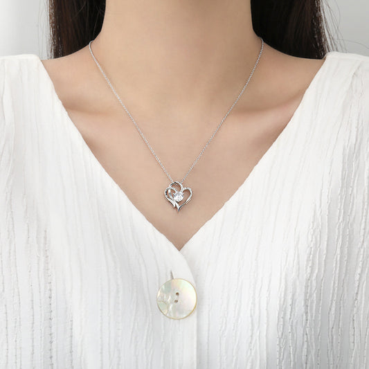 Collier Double Love en Zircon avec Strass