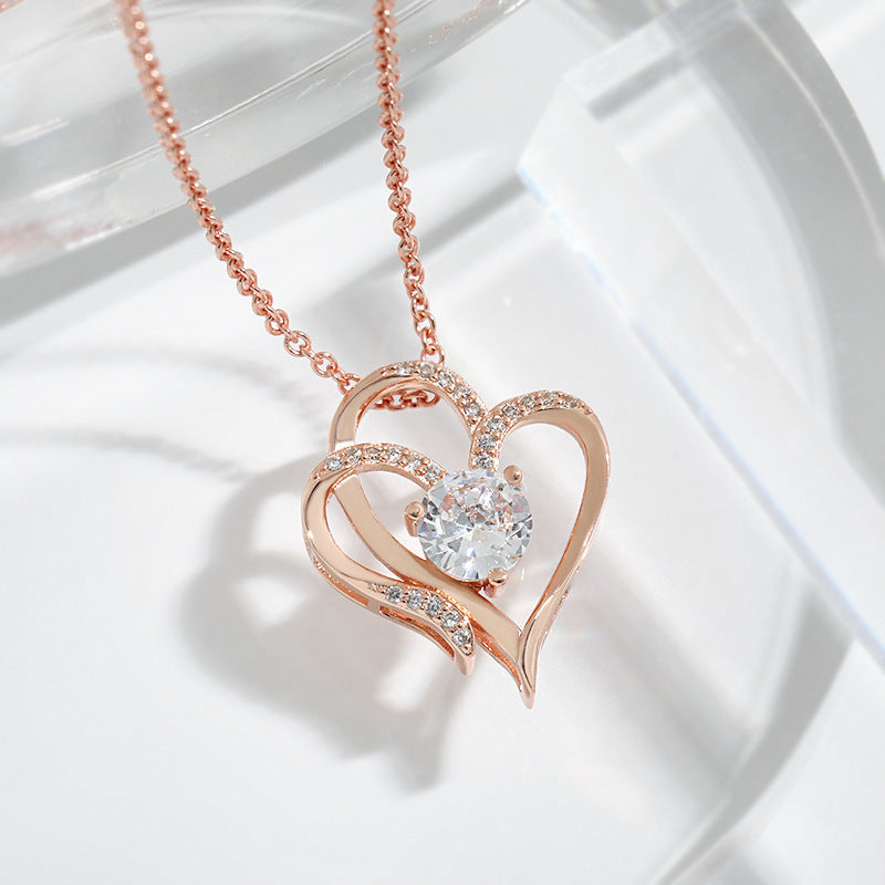 Collier Double Love en Zircon avec Strass