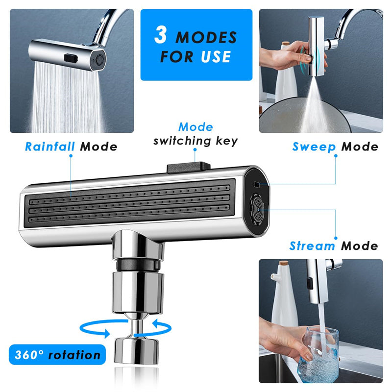 Robinet de cuisine cascade anti-éclaboussures, buse rotative universelle, rallonge multifonctionnelle, accessoires de cuisine