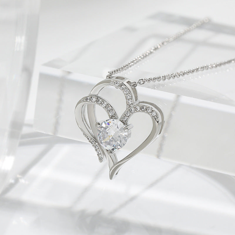 Collier Double Love en Zircon avec Strass