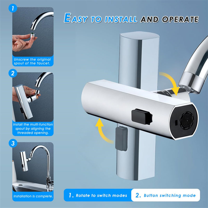 Robinet de cuisine cascade anti-éclaboussures, buse rotative universelle, rallonge multifonctionnelle, accessoires de cuisine