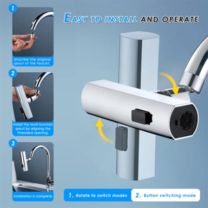 Robinet de cuisine cascade anti-éclaboussures, buse rotative universelle, rallonge multifonctionnelle, accessoires de cuisine